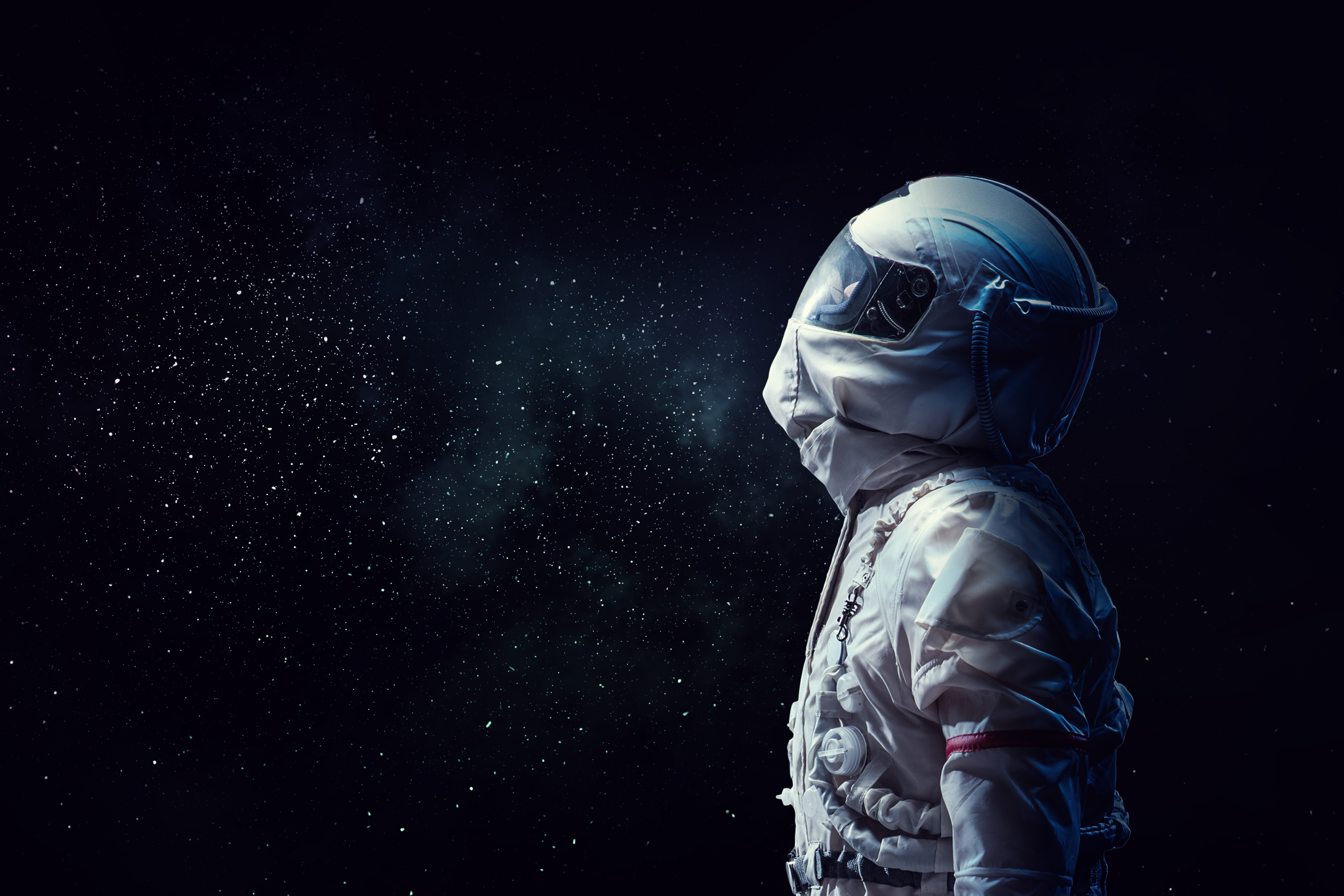 Astronaut looking into space